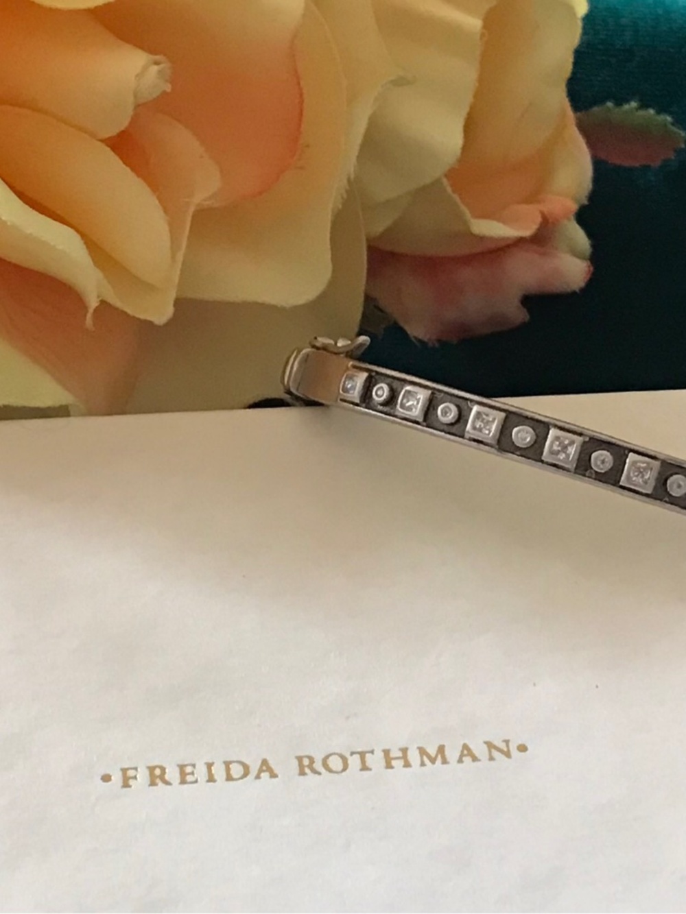 Freida Rothman Silver Crystal-Accent Bangle Bracelet - Silver